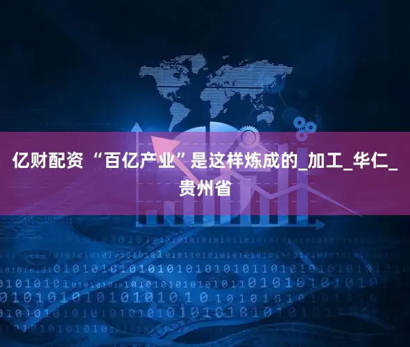 亿财配资 “百亿产业”是这样炼成的_加工_华仁_贵州省