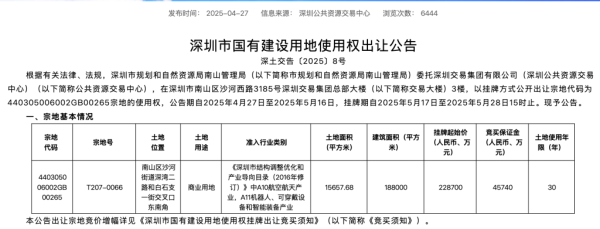 芒果配资 大疆22.87亿元深圳拿地 拟打造智能航空系统产业生态全球总部